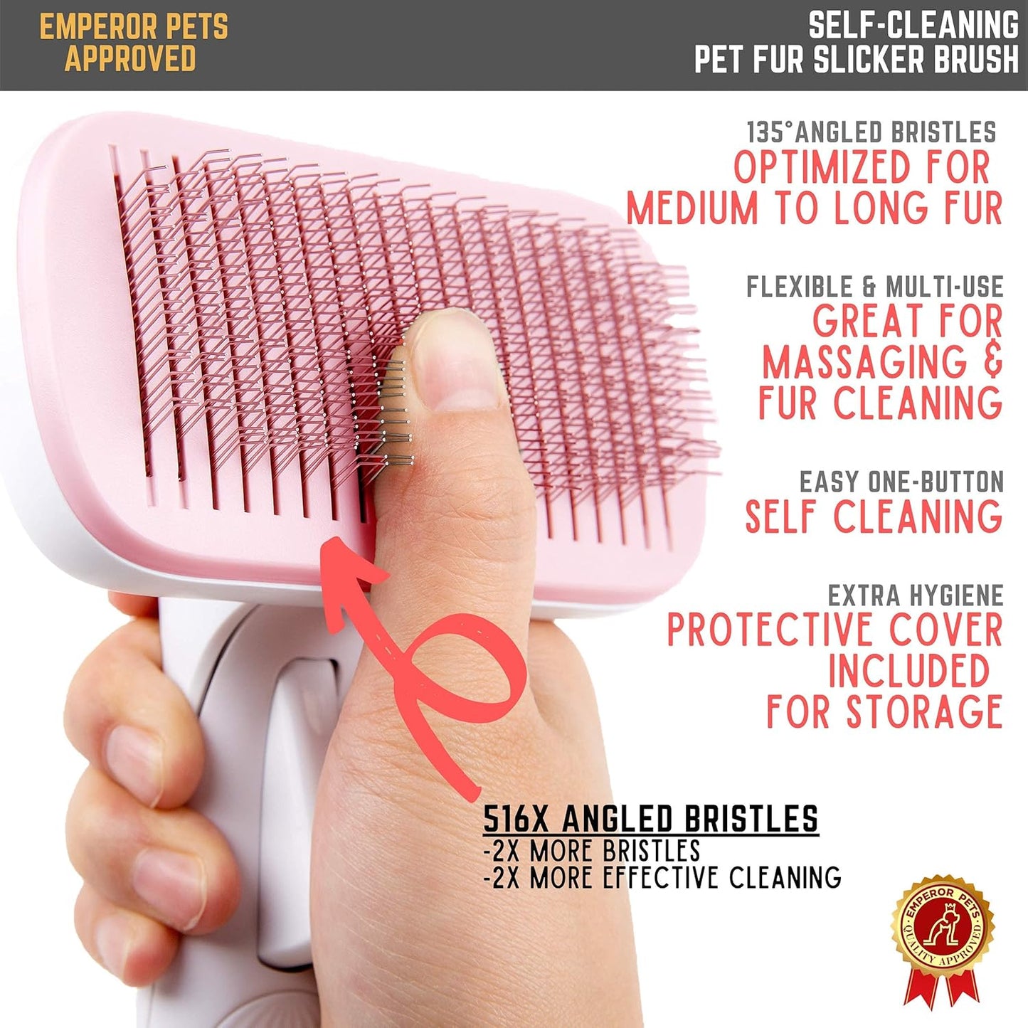 Dog Brush for Shedding - GENTLY Removes Tangled Hair Effectively | Dog Undercoat Brush for Dogs, Great Dog Brush for Shedding LONG Hair Dog Brush for LONG Haired Dogs - Pink Long