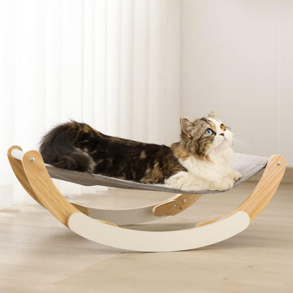 Cat Hammock, New Moon Cat Swing Chair, Elevated Cat Bed for Indoor Cats, Cat Furniture Gift for Cat or Small Dog, Grey