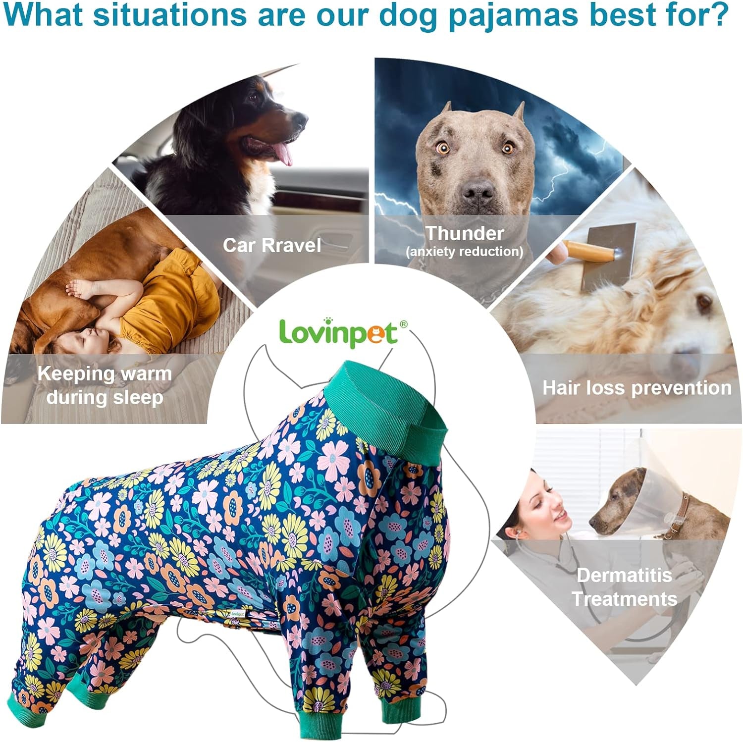 Onsie for Dog after Surgery Big Dogs - Big Dog Clothes, Post Surgery Onesie, Lightweight Fabric Pitbull Dog Pullover Pajamas, Puppy Pajamas, Full Coverage Dog Pj'S,Blue Green XXL