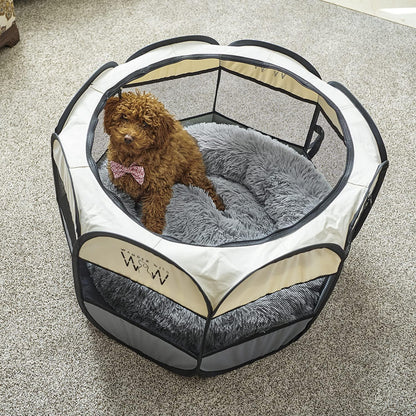 Calming Pet Bed for Dogs and Cats - Plush Self Warming round anti Anxiety Dog Bed Donut (Grey, Medium)