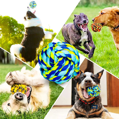 Dog Chew Toys for Aggressive Chewers, Dog Balls for Large Dogs, Heavy Duty Dog Toys with Tough Twisted, Dental Cotton Dog Rope Toy for Medium Dogs, 6 Pack Indestructible Chew Toys