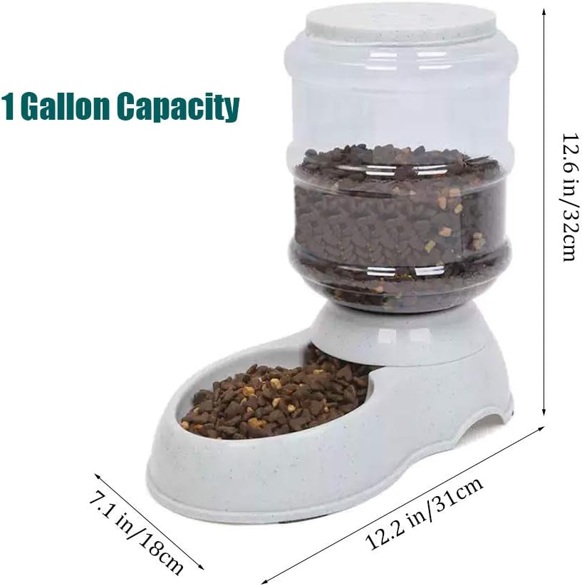 Automatic Cat Feeder, 1 Gallon Cat Dog Food Dispenser, Durable Automatic Gravity Cat Dog Feeder, Practical Automatic Pet Feeder Food Dispenser for Cats, Small Dogs and Other Cute Small Pets